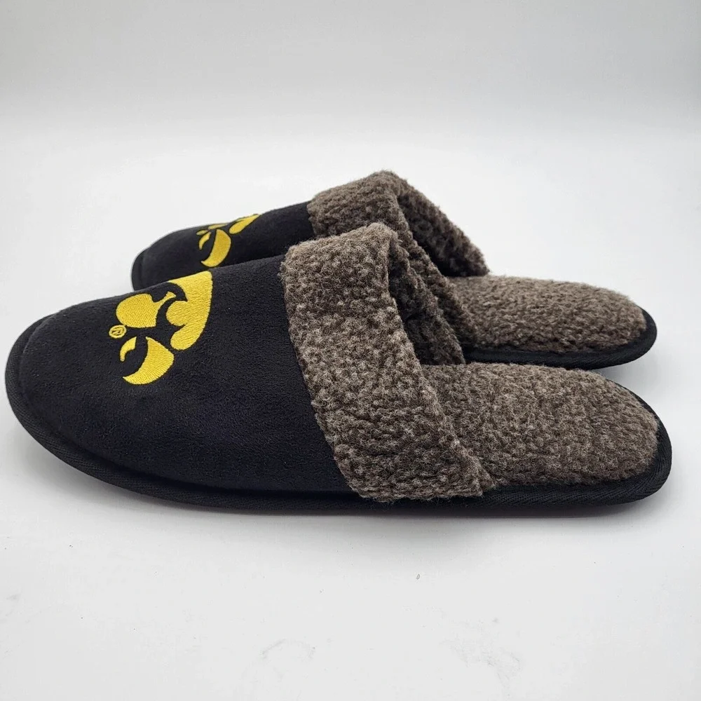 Iowa Hawkeyes‎ Sherpa Faux Fur Scuff Slippers FOCO Mens XL 13-14 Black
